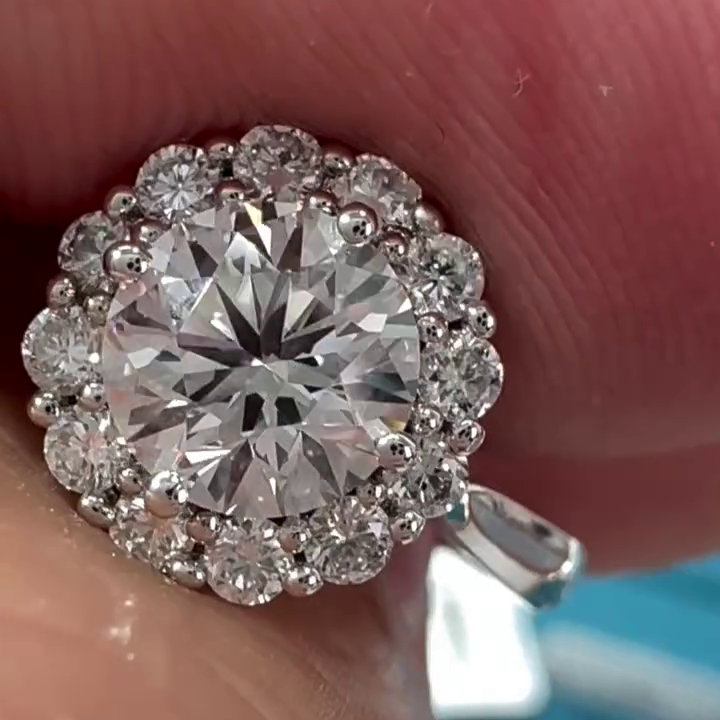 Round 1.15tcw Lab Grown Diamond Halo cathedral Enagegament Ring, DEF Color, VVS-VS Clarity