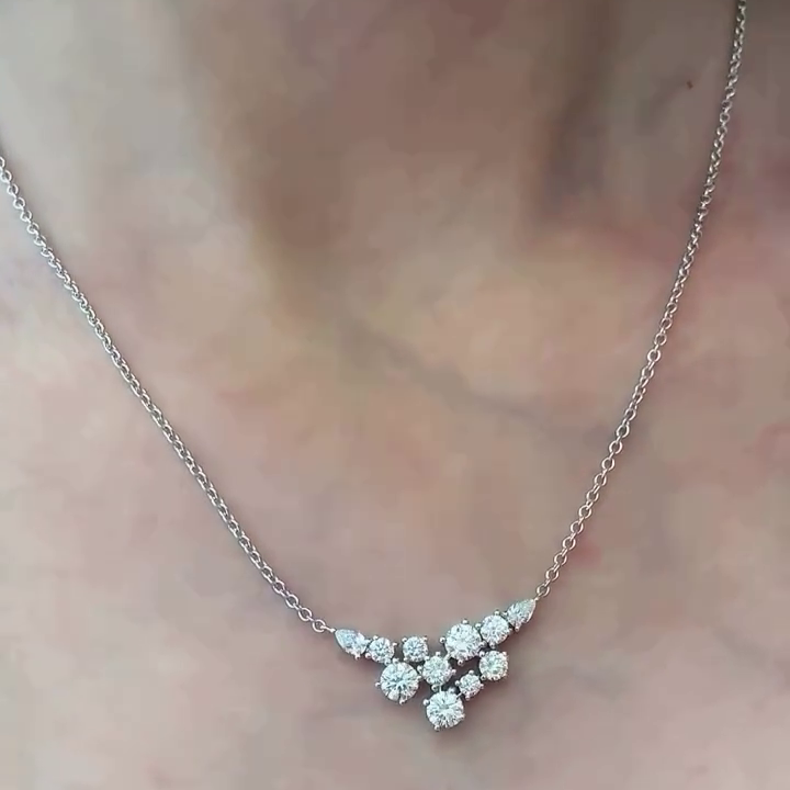 4.00tcw Round And Pear Lab Diamond Necklace | IGI Certified | DEF VVS–VS Clarity