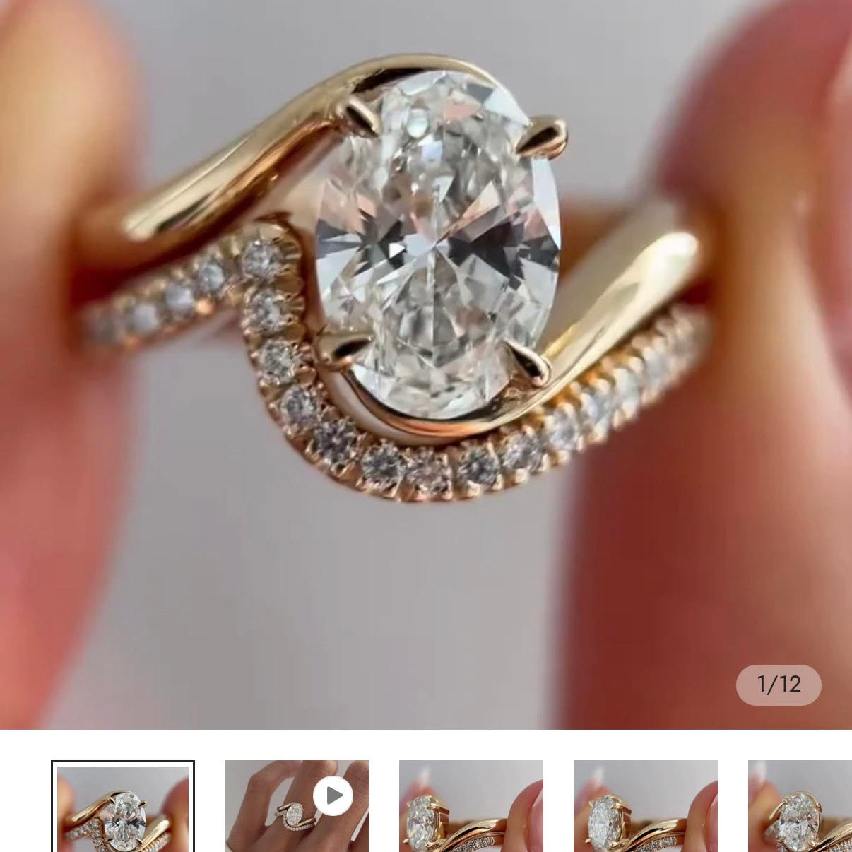 Custom order - Matching band with 3.50tcw Oval Lab Diamond Bypass Engagement Ring