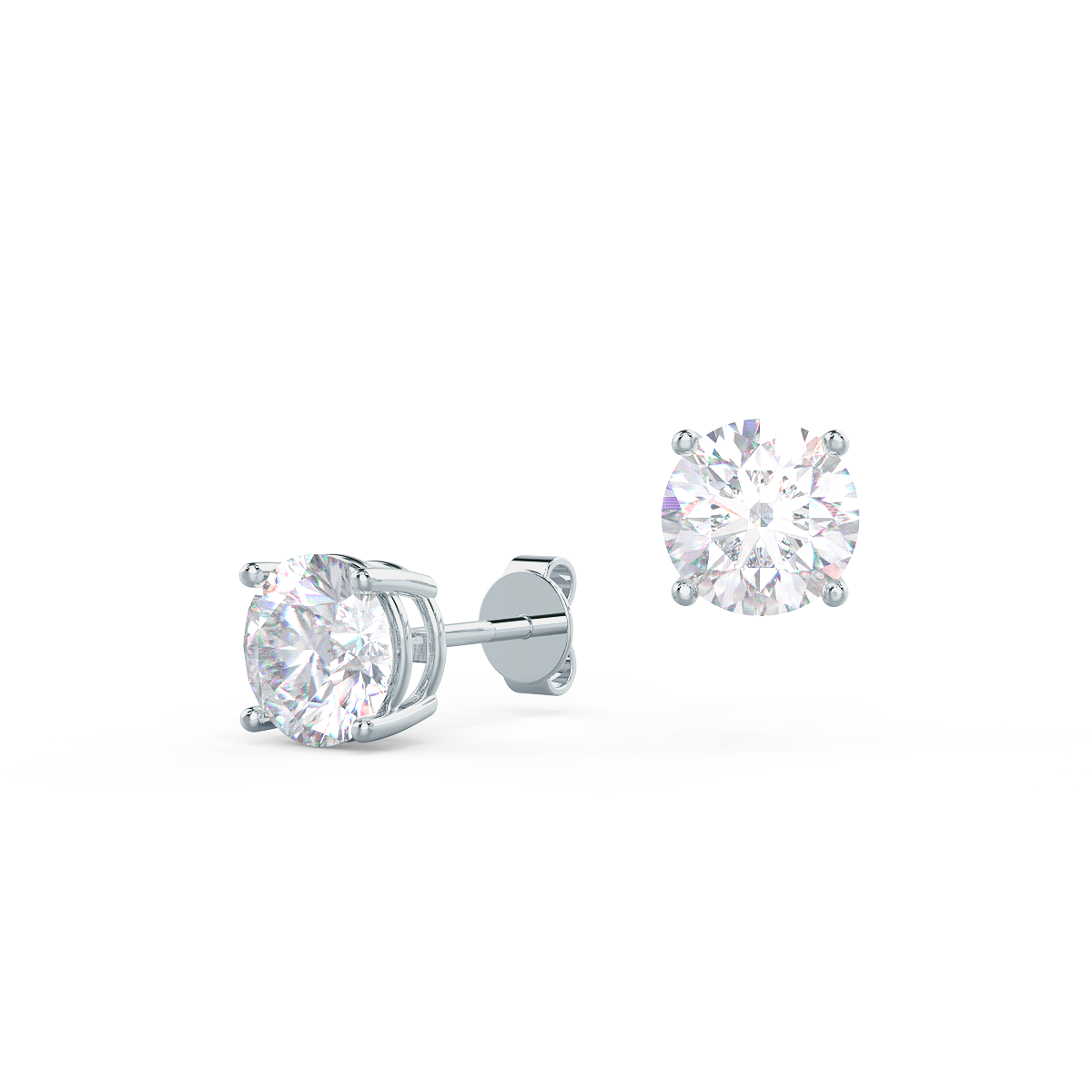 Round Lab Grown Diamond Stud Earring, EF Color, VS Clarity, IGI Certified