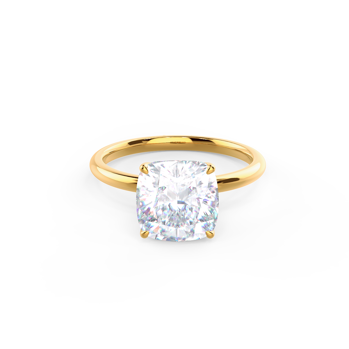 Cushion classic four prong solitaire Lab grown Diamond Ring DEF Color VS+ Clarity