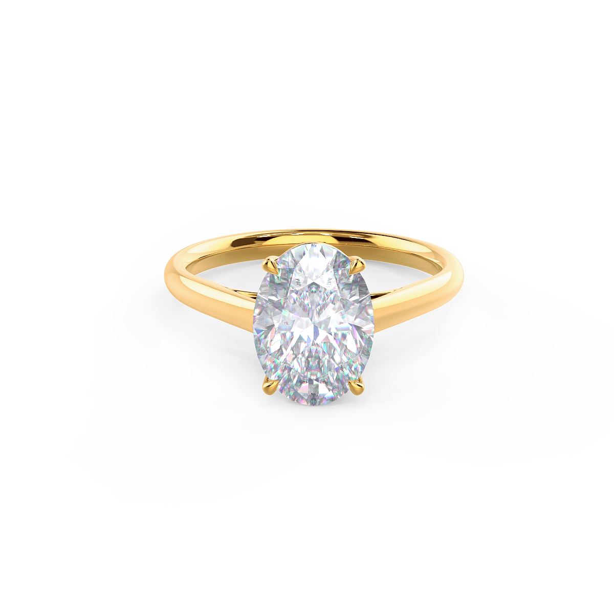 OVAL CATHEDRAL SOLITAIRE Lab grown Diamond Ring DEF Color VS+ Clarity
